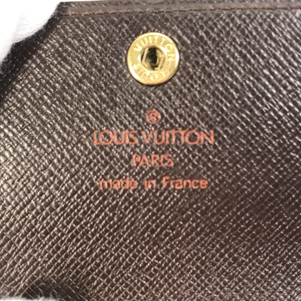 LOUIS VUITTON N61930 Damier Porte Monnaie Plat Wallet/Coin Purse in Damier Canvas, Women's, Ebene Brown