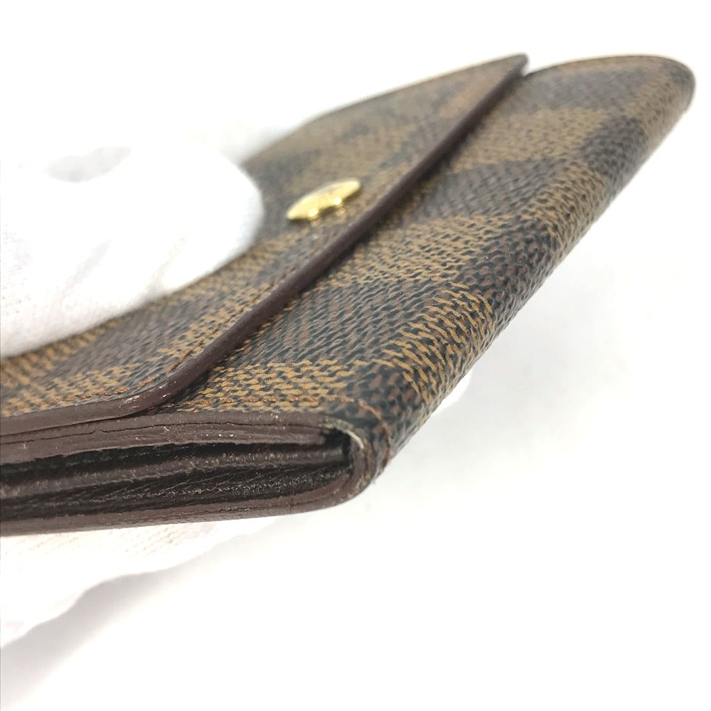 LOUIS VUITTON N61930 Damier Porte Monnaie Plat Wallet/Coin Purse in Damier Canvas, Women's, Ebene Brown