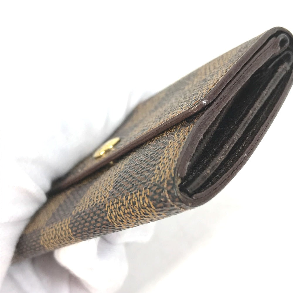 LOUIS VUITTON N61930 Damier Porte Monnaie Plat Wallet/Coin Purse in Damier Canvas, Women's, Ebene Brown