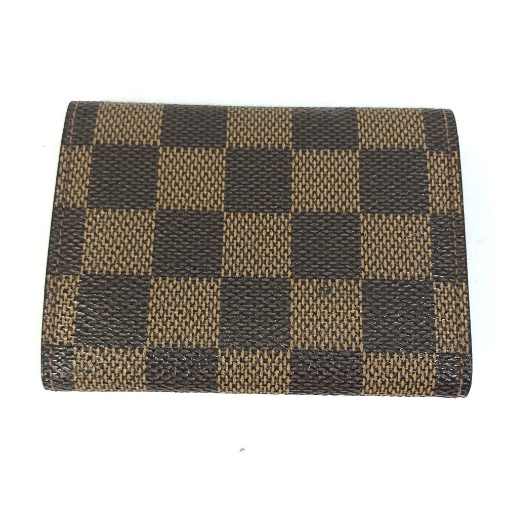LOUIS VUITTON N61930 Damier Porte Monnaie Plat Wallet/Coin Purse in Damier Canvas, Women's, Ebene Brown