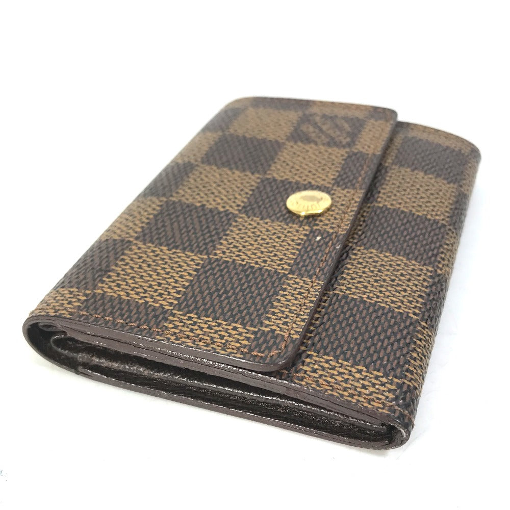 LOUIS VUITTON N61930 Damier Porte Monnaie Plat Wallet/Coin Purse in Damier Canvas, Women's, Ebene Brown