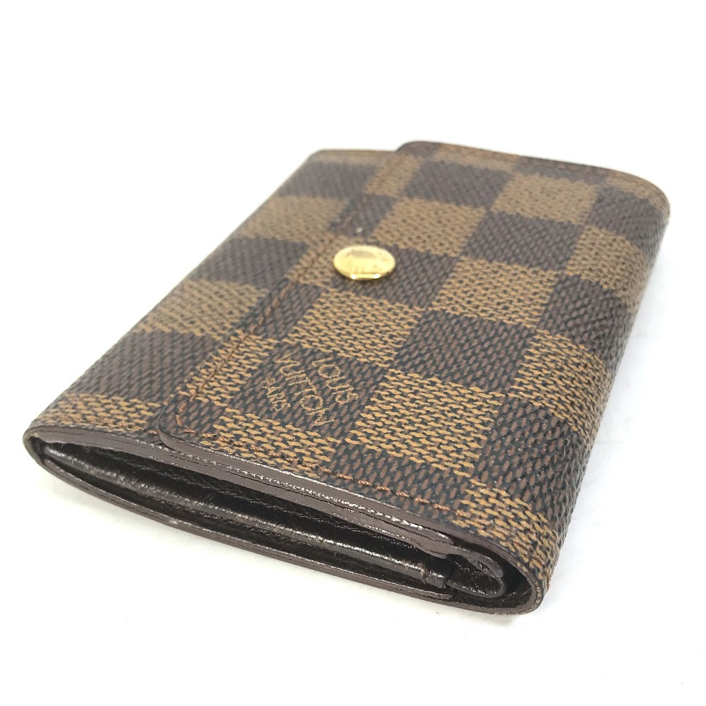 LOUIS VUITTON N61930 Damier Porte Monnaie Plat Wallet/Coin Purse in Damier Canvas, Women's, Ebene Brown