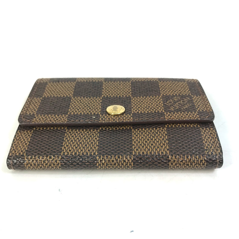 LOUIS VUITTON N61930 Damier Porte Monnaie Plat Wallet/Coin Purse in Damier Canvas, Women's, Ebene Brown