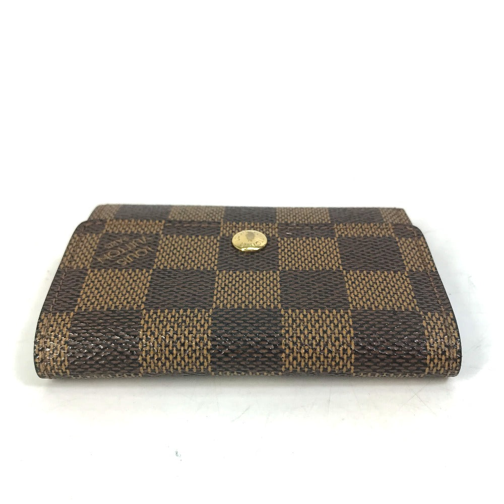 LOUIS VUITTON N61930 Damier Porte Monnaie Plat Wallet/Coin Purse in Damier Canvas, Women's, Ebene Brown