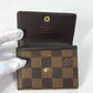 LOUIS VUITTON N61930 Damier Porte Monnaie Plat Wallet/Coin Purse in Damier Canvas, Women's, Ebene Brown