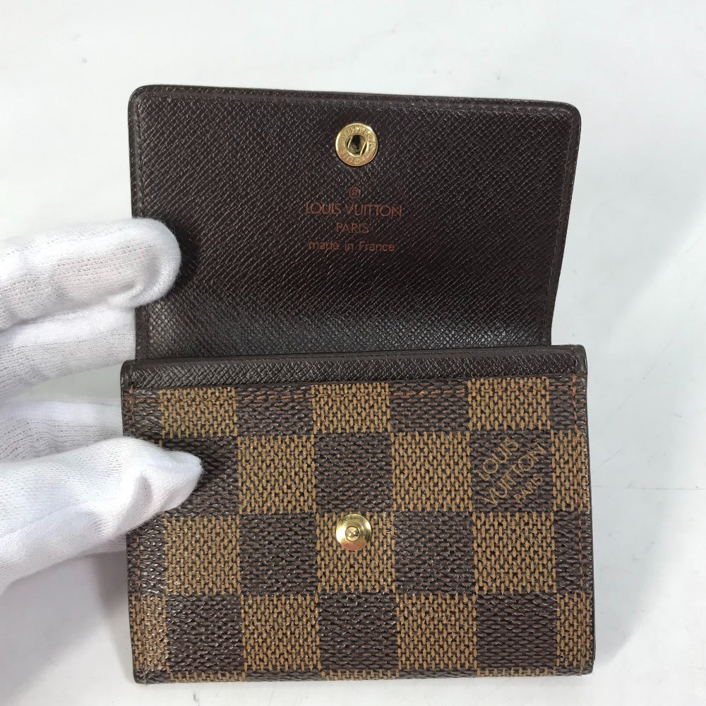 LOUIS VUITTON N61930 Damier Porte Monnaie Plat Wallet/Coin Purse in Damier Canvas, Women's, Ebene Brown