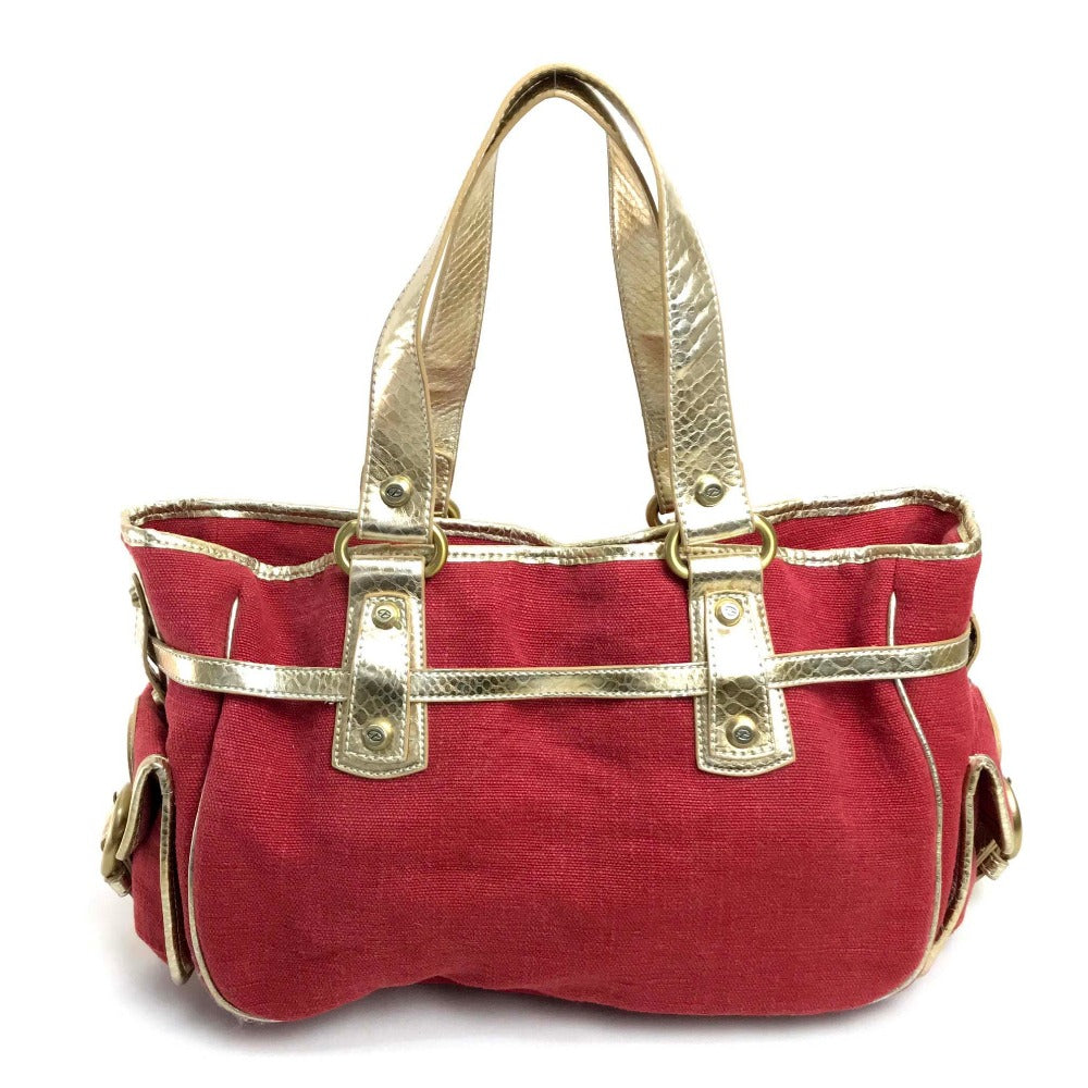 FRANCESCO BIASIA Two-tone color Bag Tote Bag Hand Bag Shoulder Bag Red/Gold Used