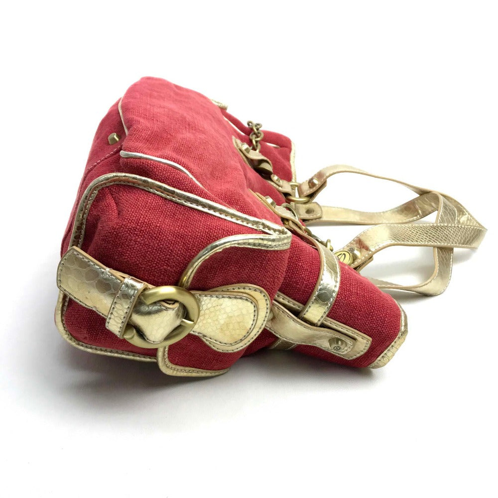 FRANCESCO BIASIA Two-tone color Bag Tote Bag Hand Bag Shoulder Bag Red/Gold Used