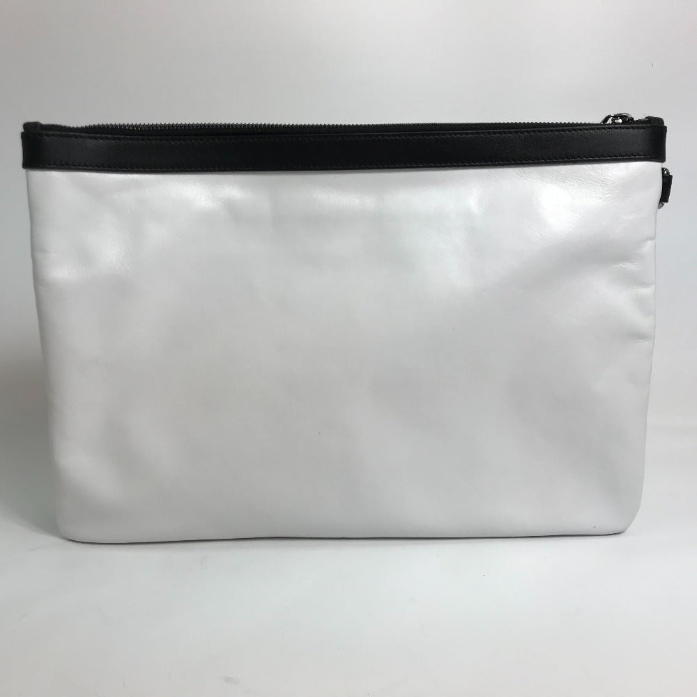 JIMMY CHOO Star Stud DEREK Leather Clutch Bag for Men, White and Black