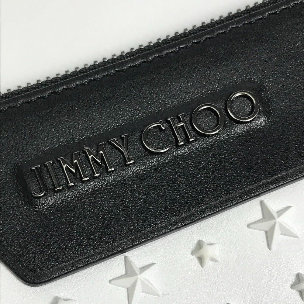 JIMMY CHOO Star Stud DEREK Leather Clutch Bag for Men, White and Black