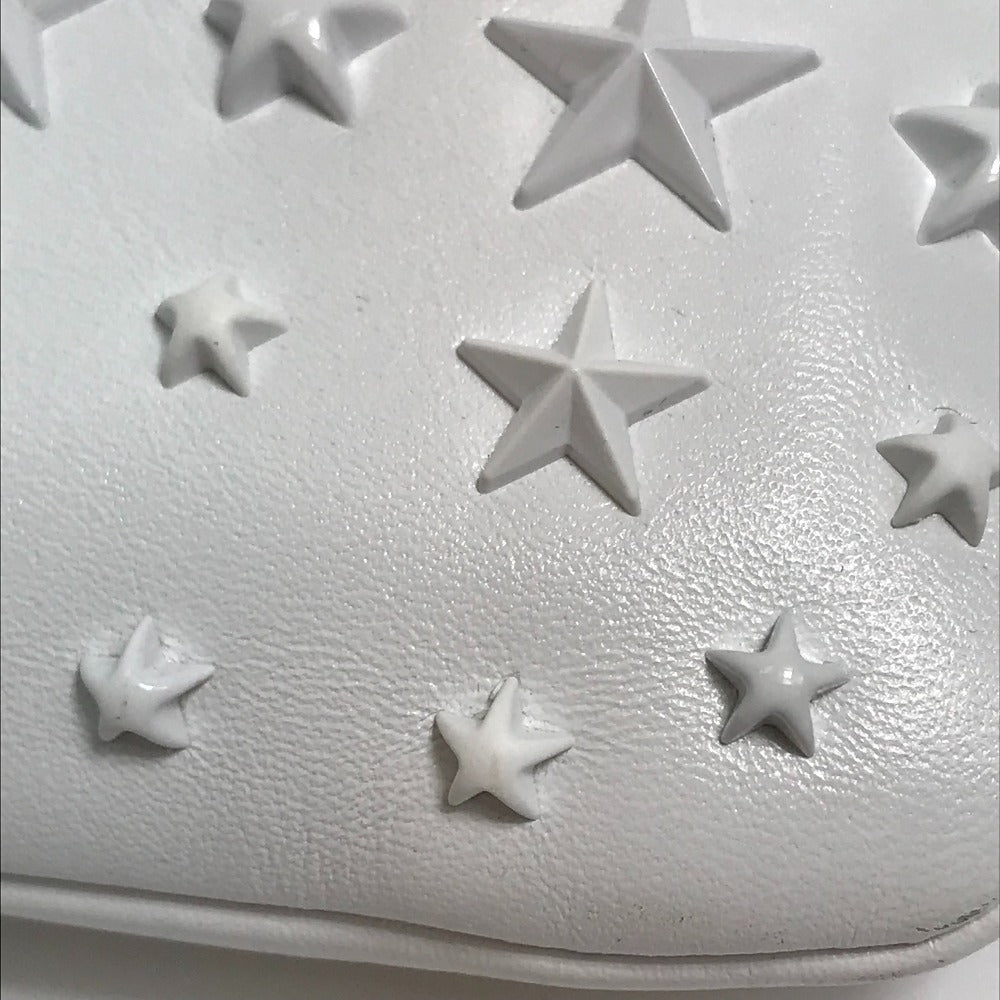 JIMMY CHOO Star Stud DEREK Leather Clutch Bag for Men, White and Black