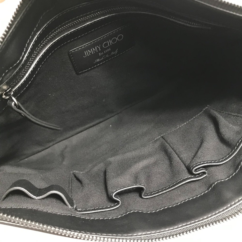 JIMMY CHOO Star Stud DEREK Leather Clutch Bag for Men, White and Black
