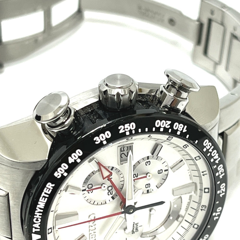 SEIKO SAEA001 5R86-0AL0 ブライツ アナンタ クロノグラフ パワーリザーブ スプリングドライブ 自動巻き 腕時計 SS メンズ シルバー