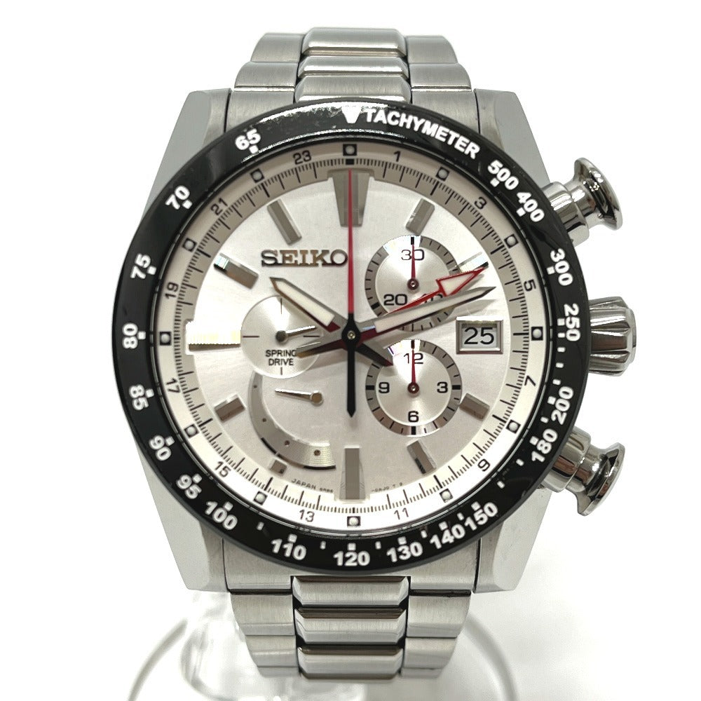 SEIKO SAEA001 5R86-0AL0 ブライツ アナンタ クロノグラフ パワーリザーブ スプリングドライブ 自動巻き 腕時計 SS メンズ シルバー
