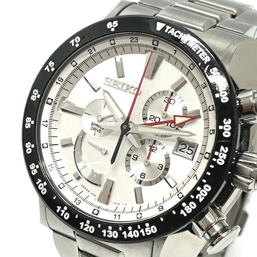 SEIKO SAEA001 5R86-0AL0 ブライツ アナンタ クロノグラフ パワーリザーブ スプリングドライブ 自動巻き 腕時計 SS メンズ シルバー