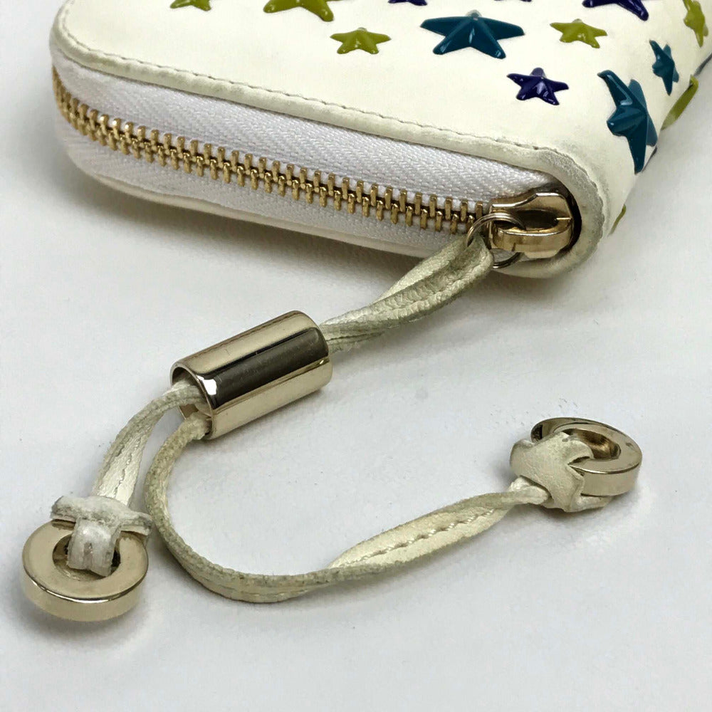 JIMMY CHOO Brand Goods, Accessories, Star Studs, Round Zip Long Wallet, Leather, Women's, Off-White