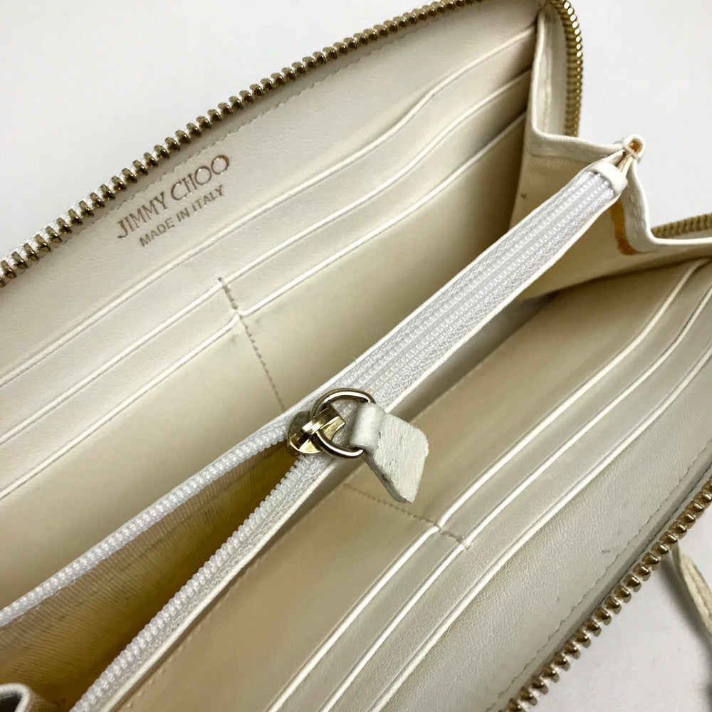 JIMMY CHOO Brand Goods, Accessories, Star Studs, Round Zip Long Wallet, Leather, Women's, Off-White