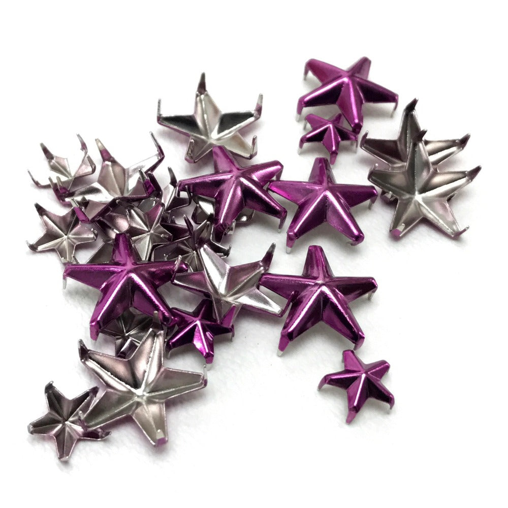 JIMMY CHOO 163FILIPA.CIM Round Zip Long Wallet, Filipa Star Studs, Patent Leather, Unisex, Purple, Metallic Purple