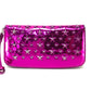 JIMMY CHOO 163FILIPA.CIM Round Zip Long Wallet, Filipa Star Studs, Patent Leather, Unisex, Purple, Metallic Purple