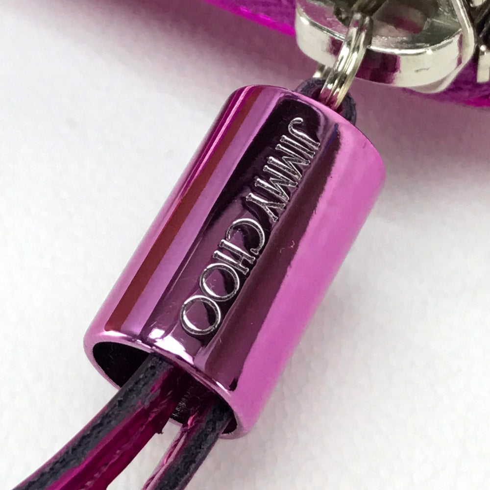 JIMMY CHOO 163FILIPA.CIM Round Zip Long Wallet, Filipa Star Studs, Patent Leather, Unisex, Purple, Metallic Purple