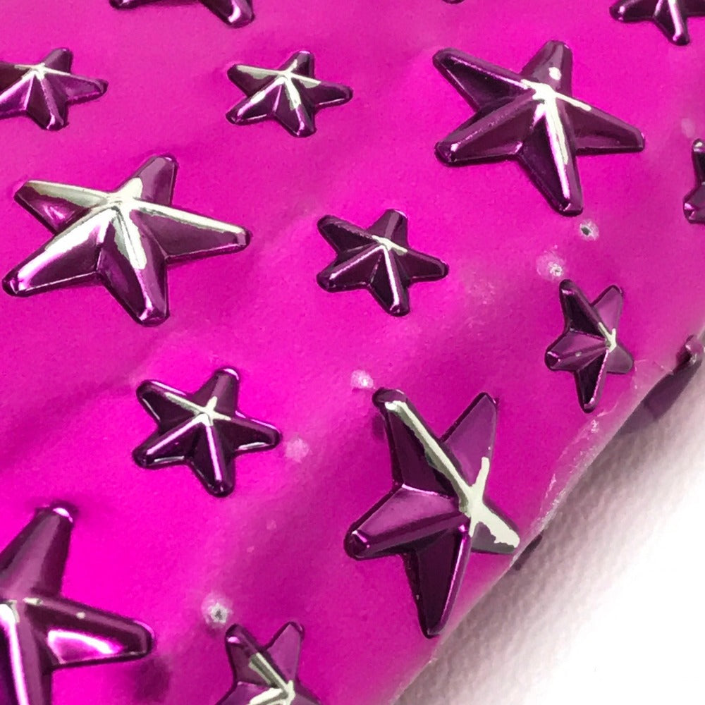 JIMMY CHOO 163FILIPA.CIM Round Zip Long Wallet, Filipa Star Studs, Patent Leather, Unisex, Purple, Metallic Purple
