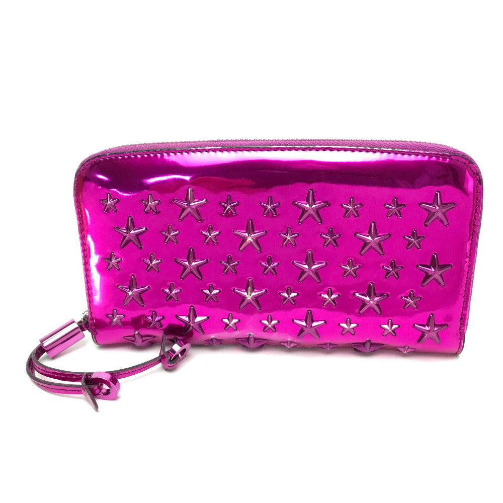 JIMMY CHOO 163FILIPA.CIM スタースタッズ フィリパ 財布 ラウンドファスナー長財布 長財布 パテントレザー ユニセックス メタリックパープル