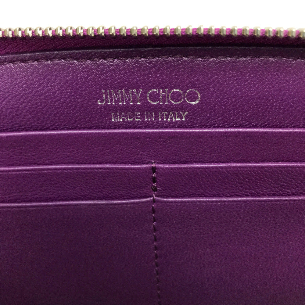 JIMMY CHOO 163FILIPA.CIM スタースタッズ フィリパ 財布 ラウンドファスナー長財布 長財布 パテントレザー ユニセックス メタリックパープル