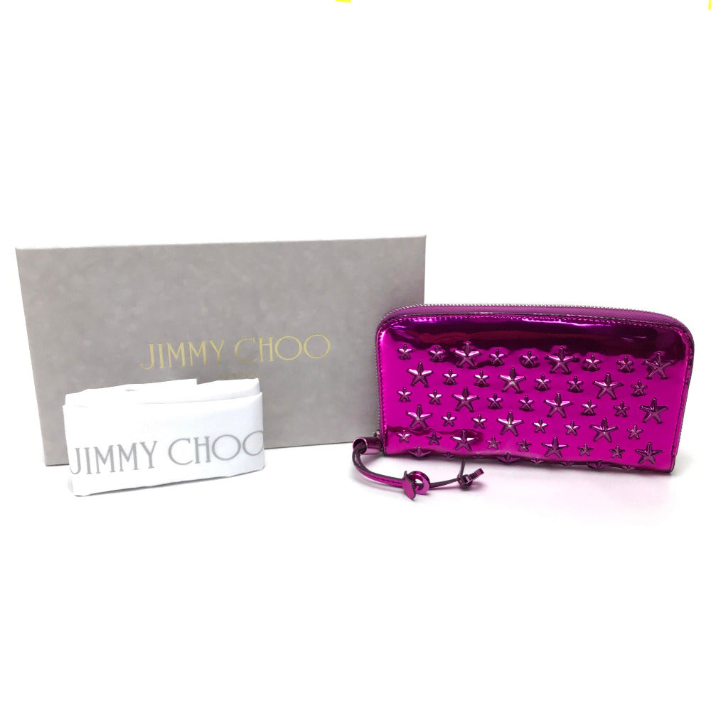 JIMMY CHOO 163FILIPA.CIM スタースタッズ フィリパ 財布 ラウンドファスナー長財布 長財布 パテントレザー ユニセックス メタリックパープル