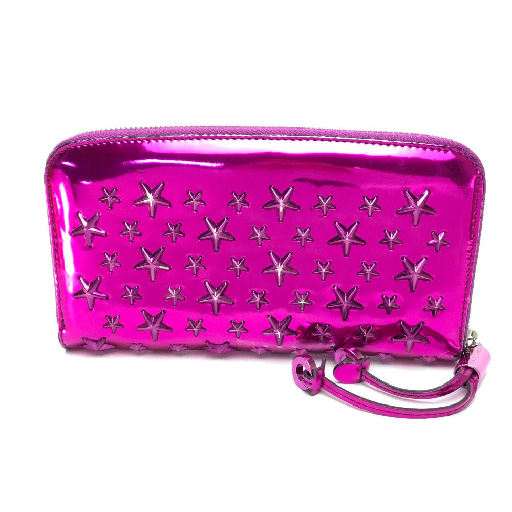 JIMMY CHOO 163FILIPA.CIM スタースタッズ フィリパ 財布 ラウンドファスナー長財布 長財布 パテントレザー ユニセックス メタリックパープル