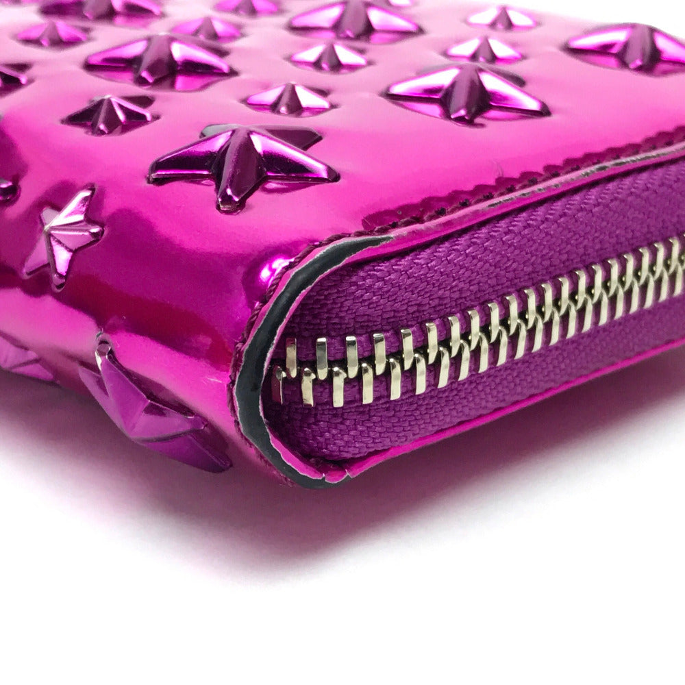 JIMMY CHOO 163FILIPA.CIM スタースタッズ フィリパ 財布 ラウンドファスナー長財布 長財布 パテントレザー ユニセックス メタリックパープル