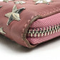 JIMMY CHOO Star Studs Round Zip Long Wallet, Lamb Leather, Women's, Rose Pink