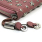 JIMMY CHOO Star Studs Round Zip Long Wallet, Lamb Leather, Women's, Rose Pink