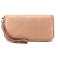 JIMMY CHOO Women's Lambskin Wallet with Strap, Long Wallet with Round Zipper, Pink Beige