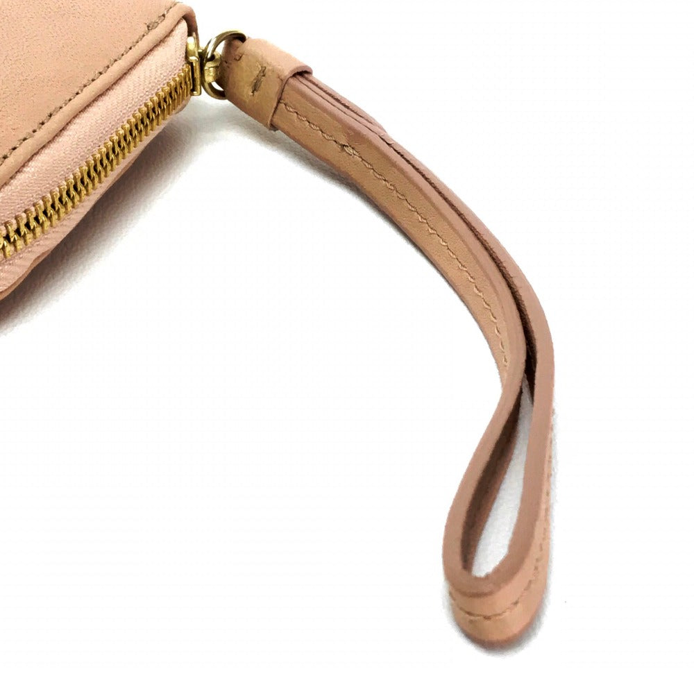 JIMMY CHOO Women's Lambskin Wallet with Strap, Long Wallet with Round Zipper, Pink Beige