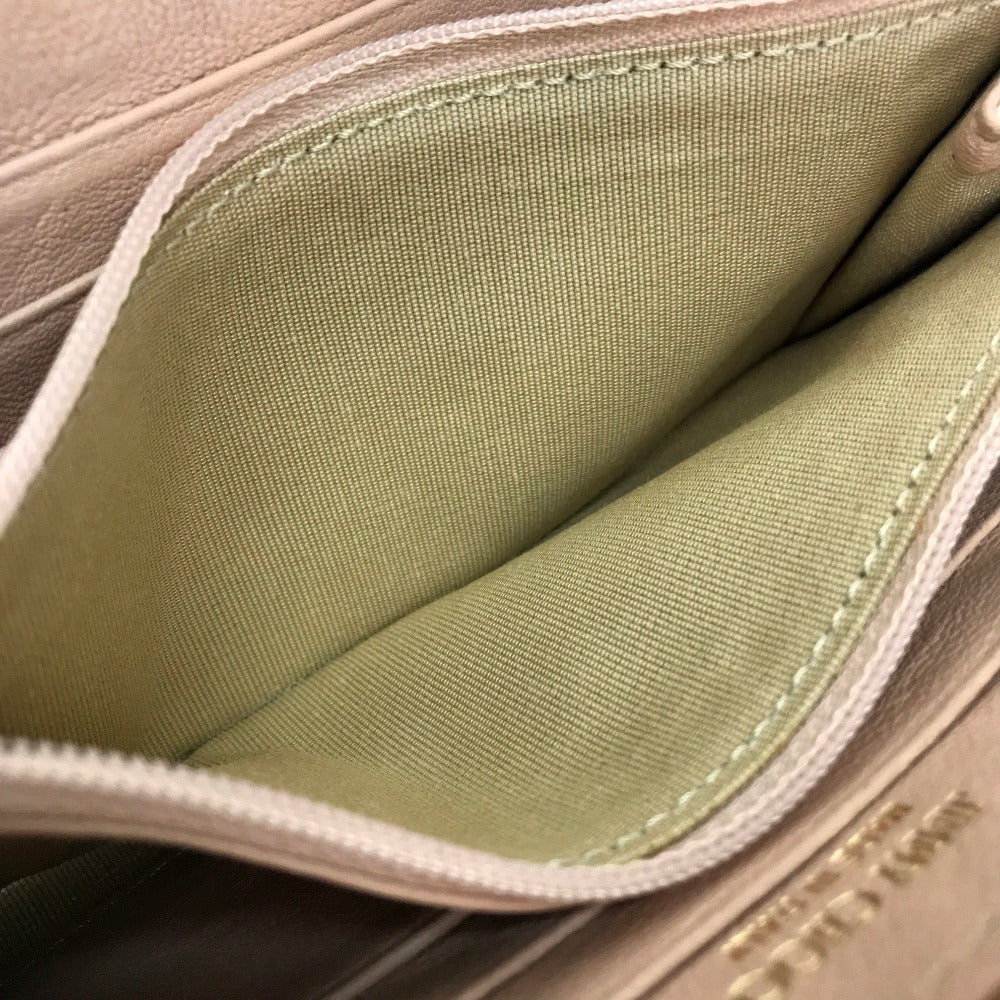 JIMMY CHOO Women's Lambskin Wallet with Strap, Long Wallet with Round Zipper, Pink Beige