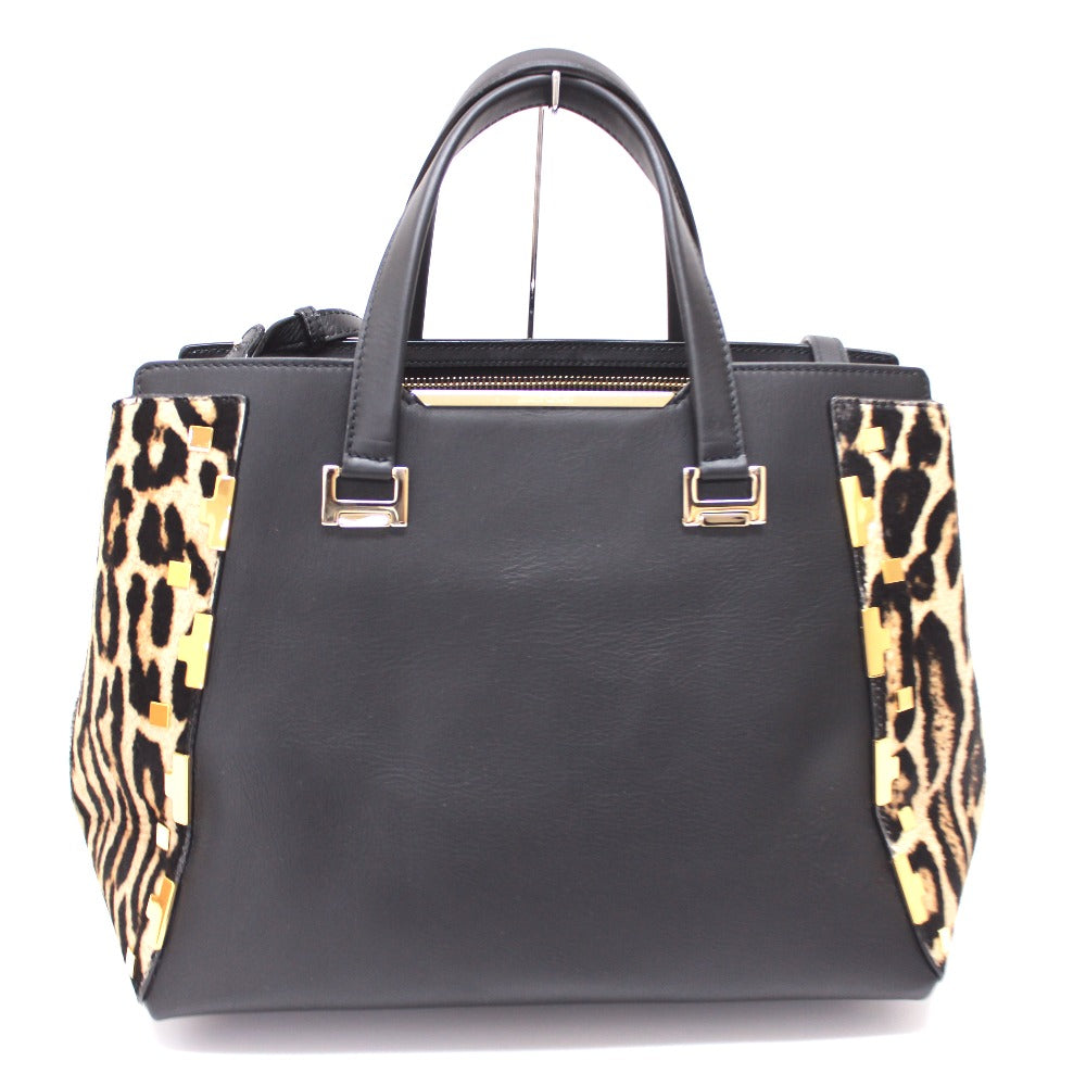 JIMMY CHOO Leopard Print Handbag/Shoulder Bag, Women's, Black