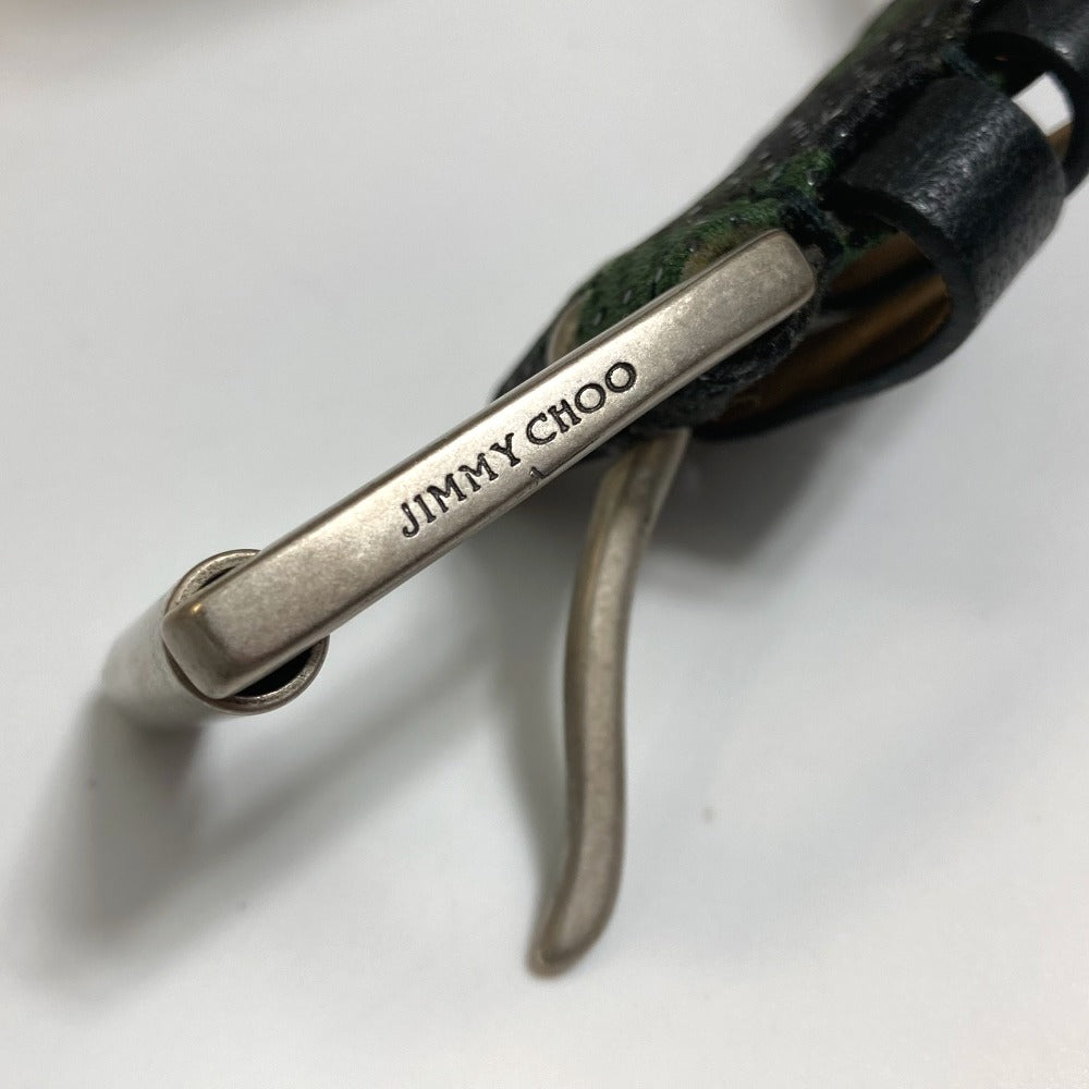 JIMMY CHOO バックル 総柄 ファッション小物 ズボン用ベルト ベルト キャンバス メンズ カモフラージュ グリーン