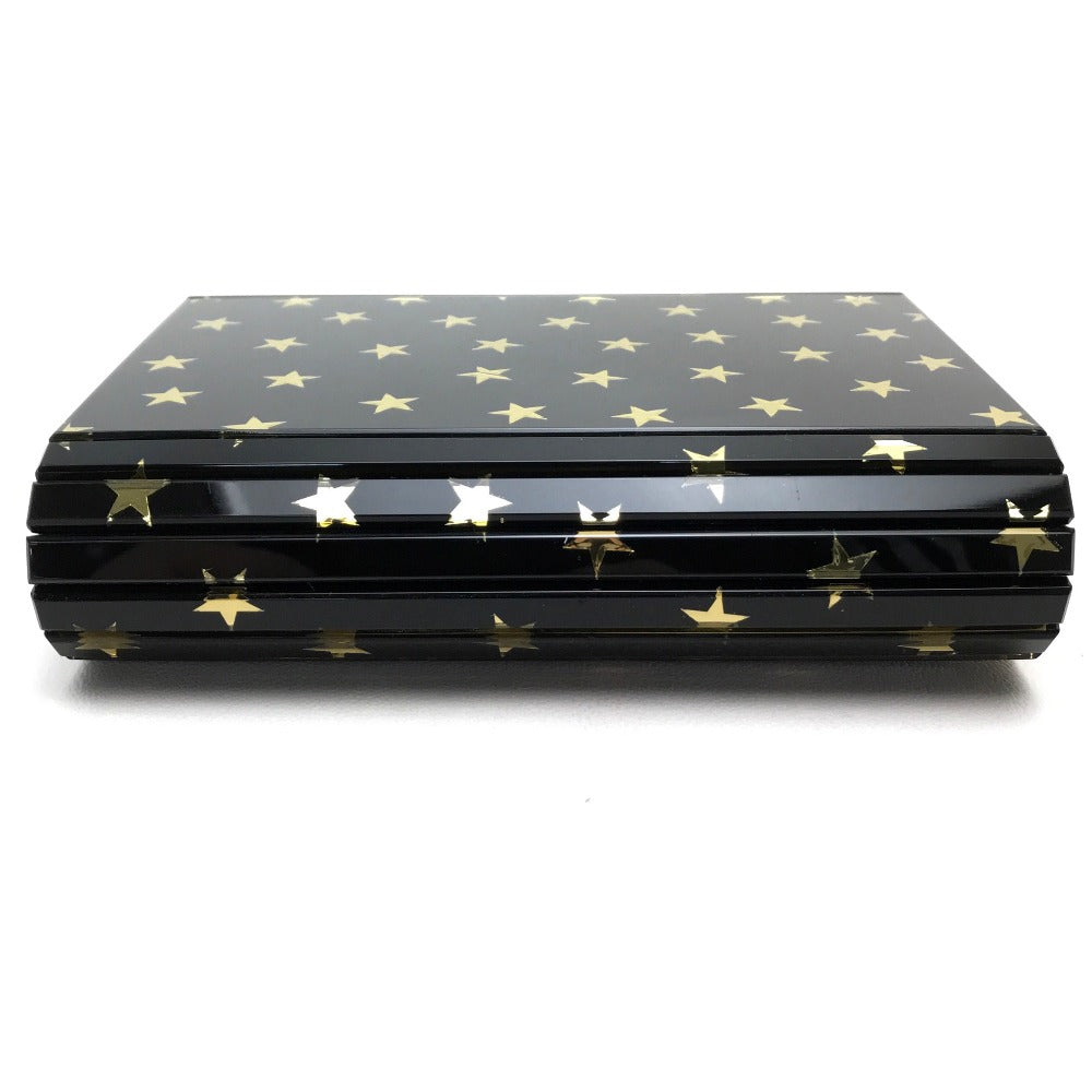 JIMMY CHOO Star Print Mini Clutch Bag, Crossbody Bag, Chain Pochette, Shoulder Bag, Plastic, Women's, Black