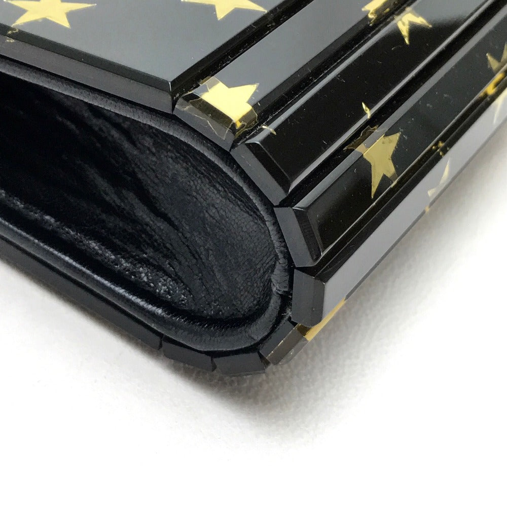JIMMY CHOO Star Print Mini Clutch Bag, Crossbody Bag, Chain Pochette, Shoulder Bag, Plastic, Women's, Black