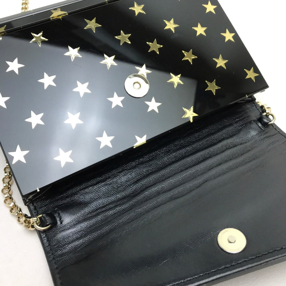 JIMMY CHOO Star Print Mini Clutch Bag, Crossbody Bag, Chain Pochette, Shoulder Bag, Plastic, Women's, Black
