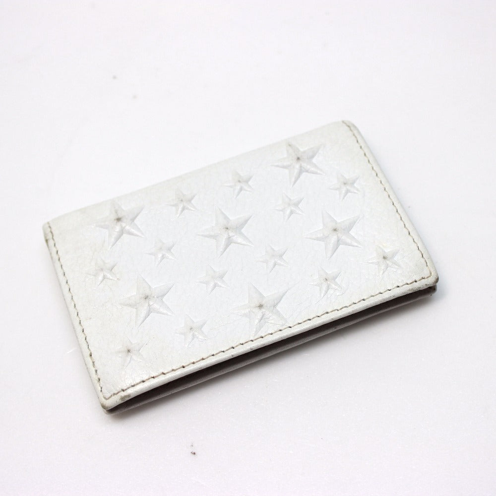 JIMMY CHOO スターエンボス 名刺入れ パスケース メンズ レディース カードケース レザー レディース ホワイト ホワイト