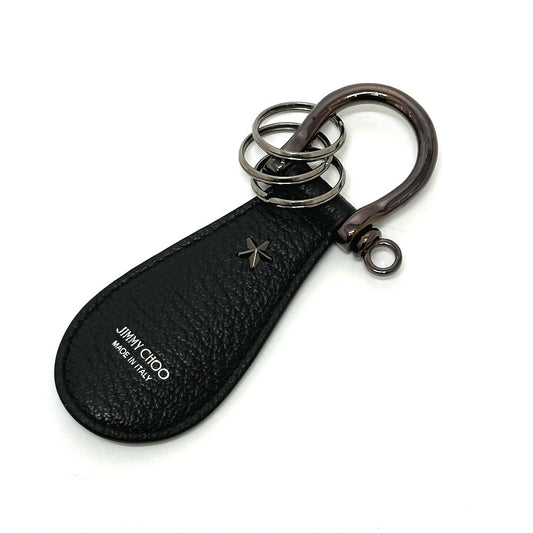 JIMMY CHOO スター 靴ベラ キーリング キーホルダー レザー レディース ブラック