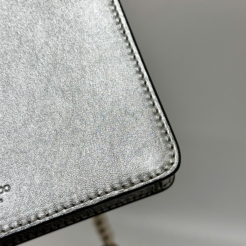 JIMMY CHOO アヴェニュークアッド フェイクパールチェーン ショルダーバッグ レザー レディース シルバー