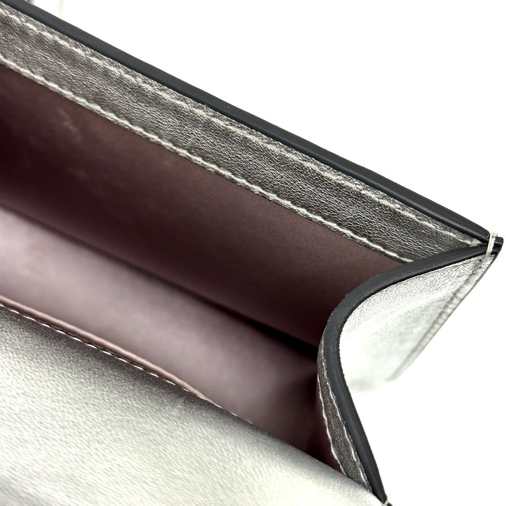 JIMMY CHOO アヴェニュークアッド フェイクパールチェーン ショルダーバッグ レザー レディース シルバー