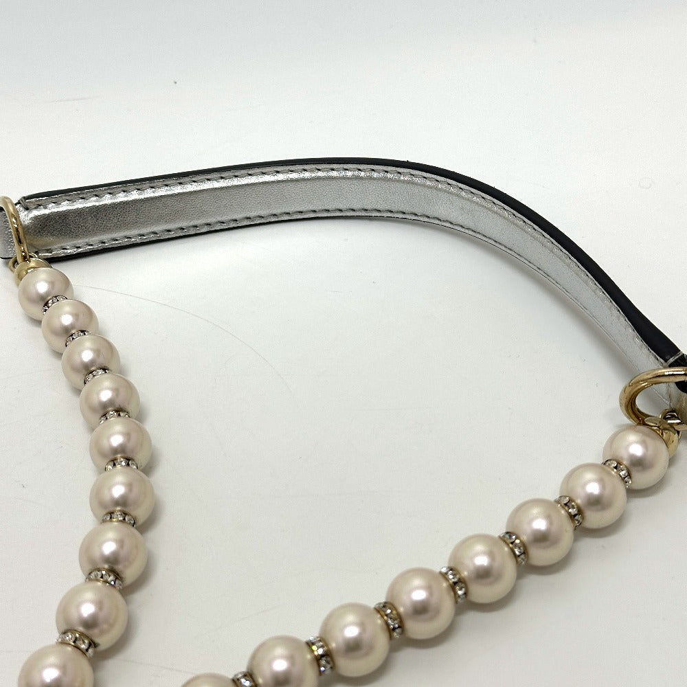 JIMMY CHOO アヴェニュークアッド フェイクパールチェーン ショルダーバッグ レザー レディース シルバー