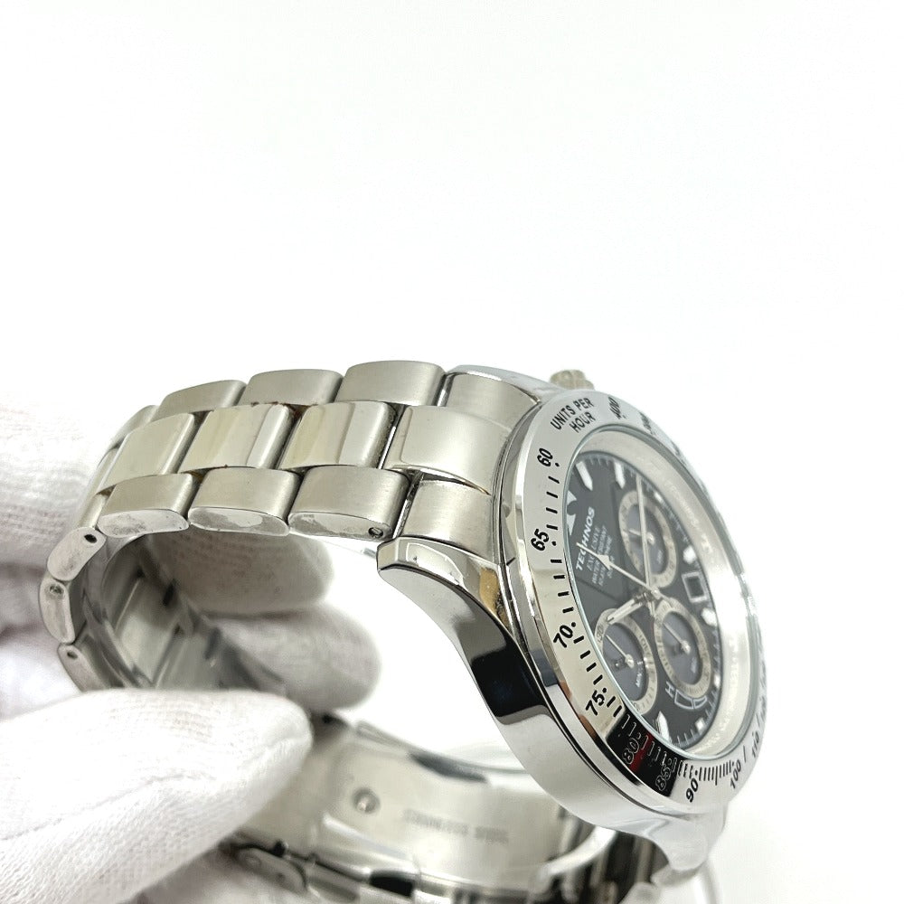 TECHNOS T9349TB クロノグラフ ソーラー発電 腕時計 SS メンズ シルバー