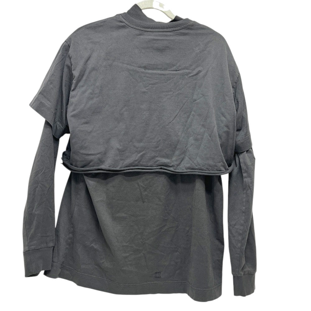 GIVENCHY BＭ71FC3Y8T 2022AW Overlap embroidery Apparel Tops Long T-shirt cotton gray Used