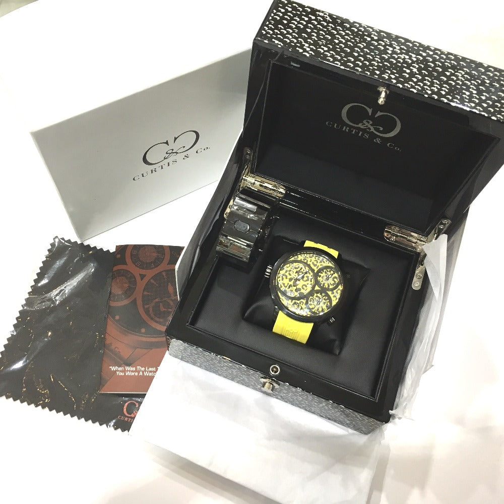 CURTIS & Co. SUW57JPJGY-B BIG Time WORLD クォーツ 腕時計 SS メンズ イエロー