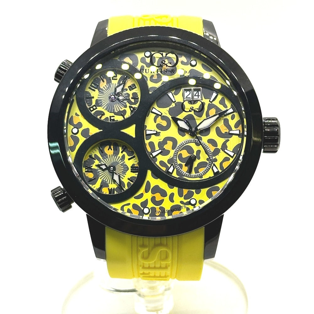 CURTIS & Co. SUW57JPJGY-B BIG Time WORLD クォーツ 腕時計 SS メンズ イエロー