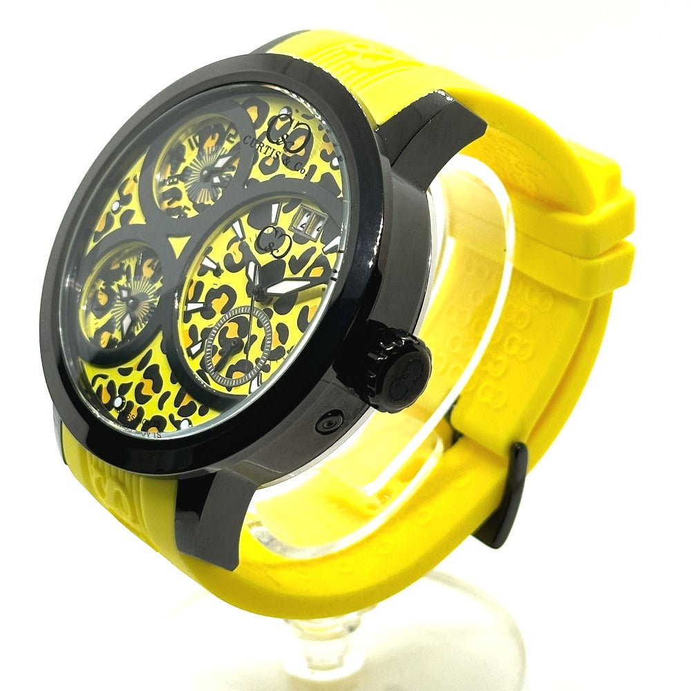 CURTIS & Co. SUW57JPJGY-B BIG Time WORLD クォーツ 腕時計 SS メンズ イエロー